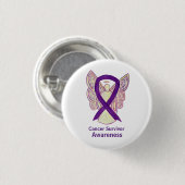 Kankeroveraardigheid Ribbon Paarse Angel Pins Ronde Button 3,2 Cm (Voorkant /achterkant)