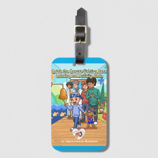 Kankeroverlevende Bagagelabel lichtblauwe rand (Voorkant (verticaal))