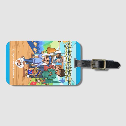 Kankeroverlevende Bagagelabel lichtblauwe rand (Voorkant (horizontaal))