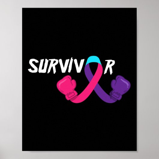 Kankeroverlevende ondersteunt bewustzijn van schil poster (Voorkant)