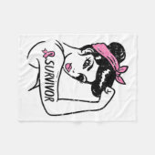 Kankeroverlevende Rosie Riveter Pink Awareness Wom Fleece Deken (Voorkant (Horizontaal))