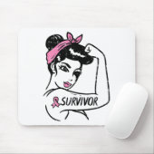Kankeroverlevende Rosie Riveter Pink Awareness Wom Muismat (Met muis)