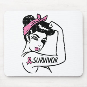 Kankeroverlevende Rosie Riveter Pink Awareness Wom Muismat