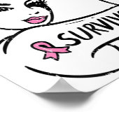 Kankeroverlevende Rosie Riveter Pink Awareness Wom Poster (Hoek)