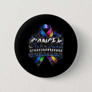 Kankeroverlevende Sterk Bewustzijnslint Shirt Ronde Button 5,7 Cm