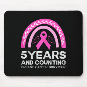 Kankeroverlevende T-shirt 5 Jaar Kanker Vrij Roze Muismat
