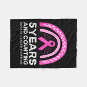 Kankeroverlevende T-shirt 5 jaar kankervrij roze R Fleece Deken (Voorkant (Horizontaal))