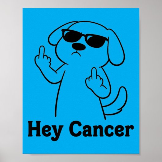 Kankeroverwinnaar Hond Middenvinger Kankerbewustzi Poster (Voorkant)