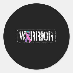 Kankerstrijder - Bewustzijnslint in militaire stij Ronde Sticker