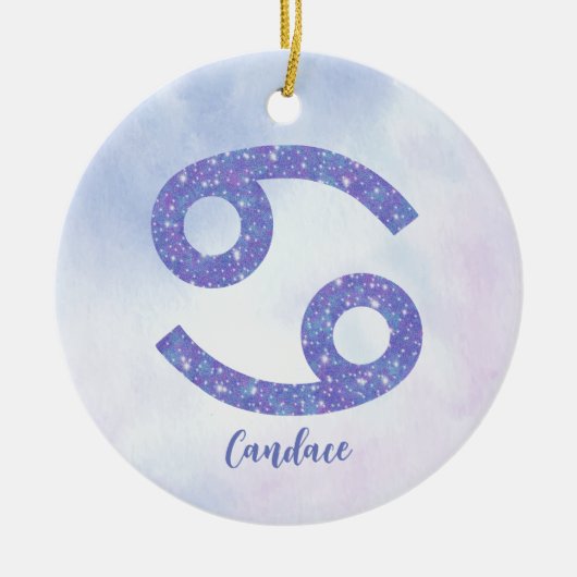  kankerstrologie Aangepast Paars kerstfeest Keramisch Ornament (Voorkant)