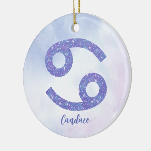  kankerstrologie Aangepast Paars kerstfeest Keramisch Ornament (Links)