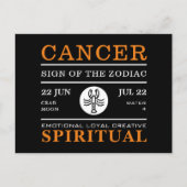 Kankerteken van de diersoort, astrologisch briefkaart (Voorkant)