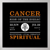 Kankerteken van het zodiale, astrologische Poster (Voorkant)