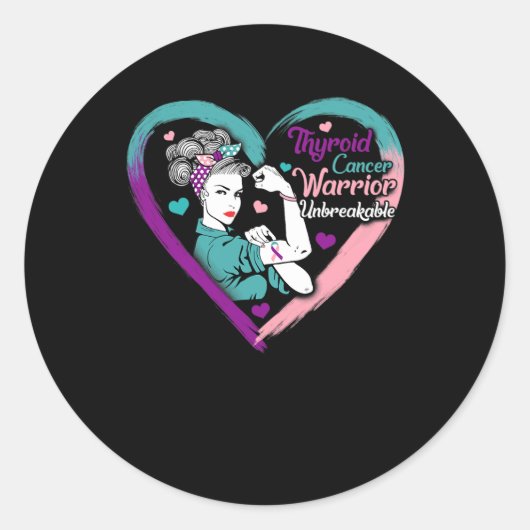 Kankervrouw Warrior Paarse Roze Ribbon Awareness Ronde Sticker (Voorkant)
