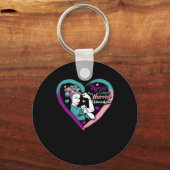 Kankervrouw Warrior Paarse Roze Ribbon Awareness Sleutelhanger (Voorkant)