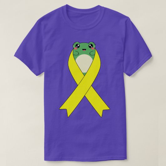 Kankerziekte van Sarcoma Kawaii Kikel Geel lint T-shirt (Design voorkant)