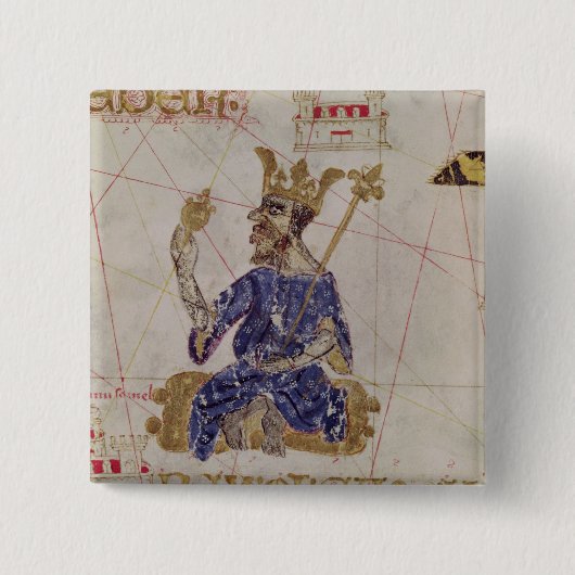 Kankou Mousa, koning van Mali Vierkante Button 5,1 Cm (Voorkant)