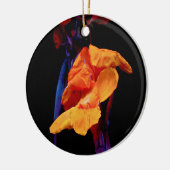 Kanna Lilies op zwart met blauw Keramisch Ornament (Links)