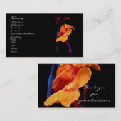 Kanna Lilies op zwart met blauw Visitekaartje (Voorkant / Achterkant)