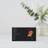 Kanna Lilies op zwart met blauw Visitekaartje (Staand voorkant)