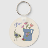 Kanne mit Vogel personalisiert Sleutelhanger (Voorkant)