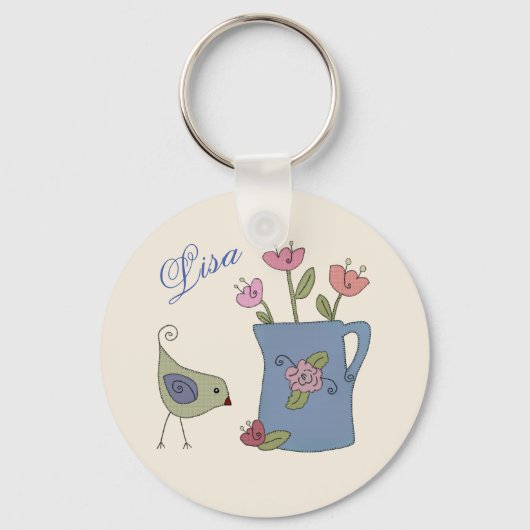 Kanne mit Vogel personalisiert Sleutelhanger (Voorkant)