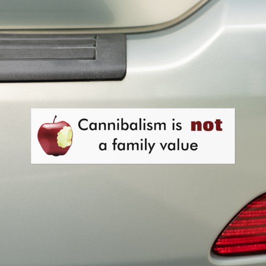Kannibalisme is geen familiewaarde bumpersticker (Op auto)