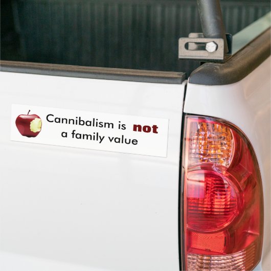 Kannibalisme is geen familiewaarde bumpersticker (Op Truck)