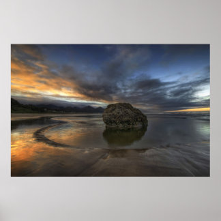 Kannon Beach Low Tide in Oregon Pacific Ocean Poster