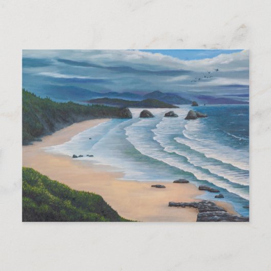 Kannon Beach Seascape Painting Briefkaart (Voorkant)