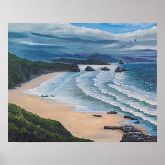 Kannon Beach Seascape Painting Poster (Voorkant)