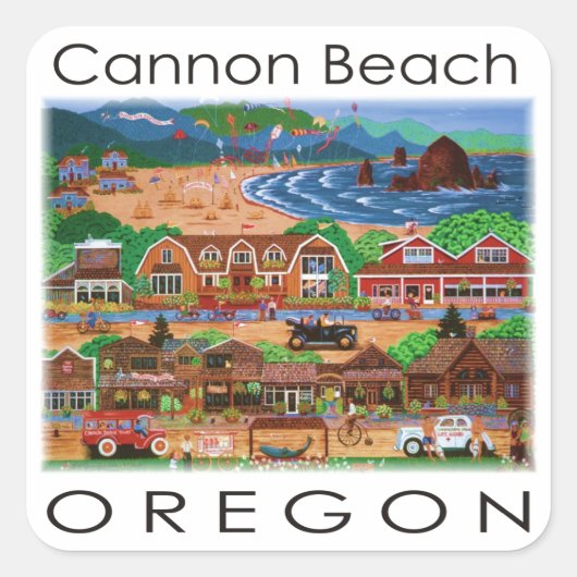 Kannonstrand ~ Oregon Vierkante Sticker (Voorkant)