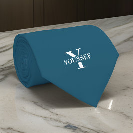 Kano Blauw Minimalist Monogrammed Stropdas