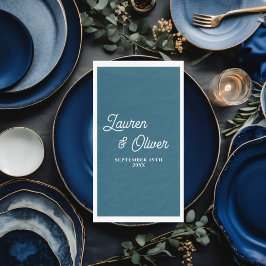 Kano Blauw Script minimalistische bruiloft Servet
