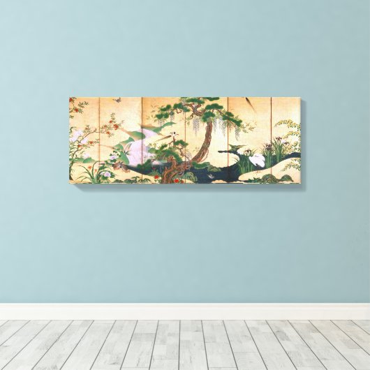 Kano Eino Birds and Flowers of Spring and Summer Canvas Afdruk (Insitu (Houten vloer))