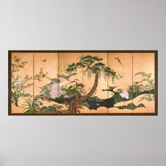 Kano Eino Birds and Flowers of Spring and Summer Poster (Voorkant)