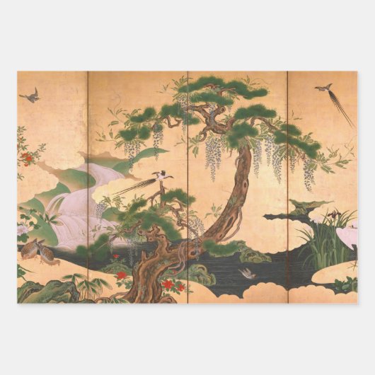 Kano Eino Birds and Flowers of Spring and Summer W Inpakpapier Vel (Voorkant)