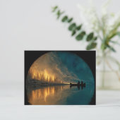 Kano en halve maan op een meer briefkaart (Staand voorkant)