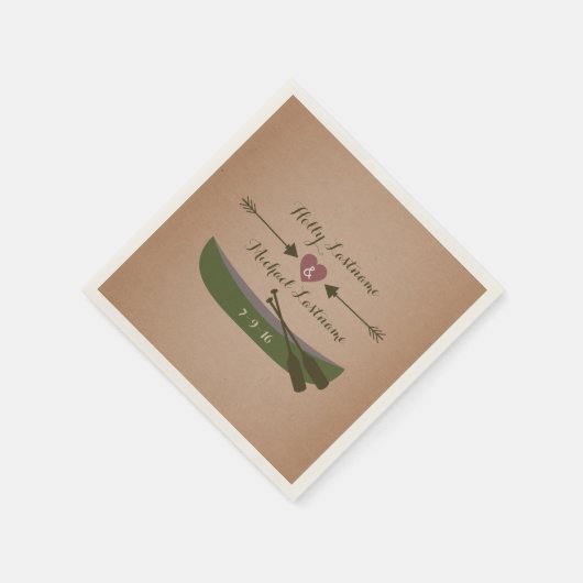 Kano + Hart met pijlen Rustieke bruiloft Servetten (Hoek)