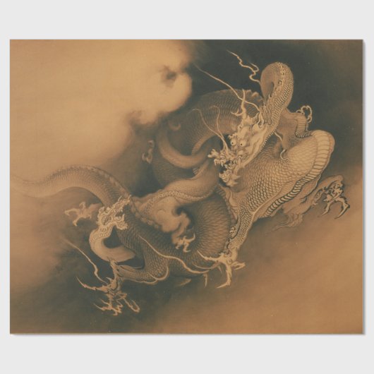 Kanō Hōgai Two Dragons in Clouds Cadeaupapier (Vlak)