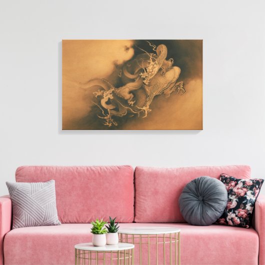 Kanō Hōgai Two Dragons in Clouds Canvas Afdruk (Insitu (Woonkamer))