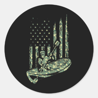 Kano Kayaker Camouflage US Flag Outdoor Sport Ronde Sticker