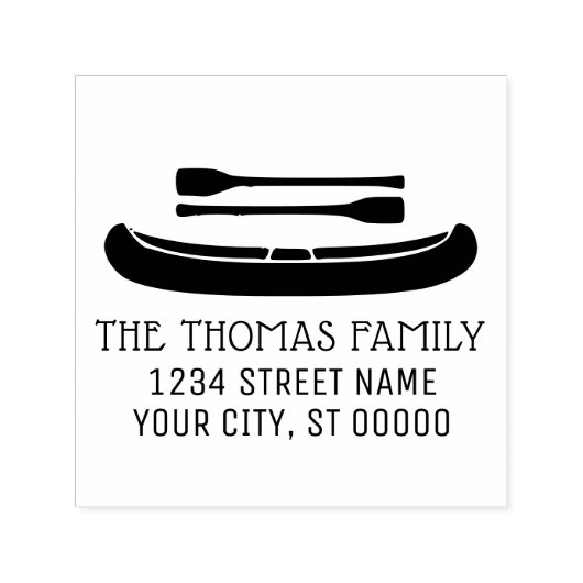 Kano met riemen Silhouet Naam Adres Monogram Zelfinktende Stempel (Design)