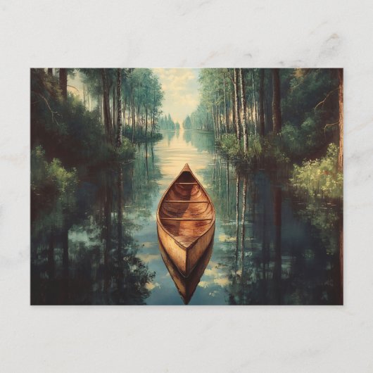 Kano op een Schilderachtig rivier Briefkaart (Voorkant)