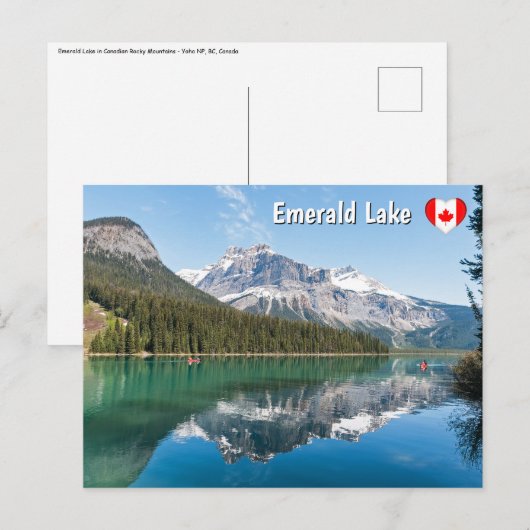 Kano op het beroemde Emerald Lake - Yoho NP, Canad Briefkaart (Voorkant / Achterkant)