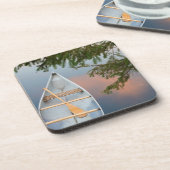 Kano op het meer bij zonsondergang in Canada Bier Onderzetter (Linkerzijde)