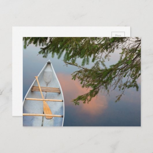 Kano op het meer bij zonsondergang in Canada Briefkaart (Voorkant / Achterkant)