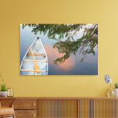 Kano op het meer bij zonsondergang in Canada Canvas Afdruk (Insitu (Woonkamer))