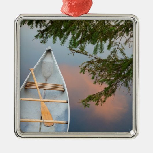 Kano op het meer bij zonsondergang in Canada Metalen Ornament (Voorkant)