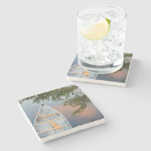 Kano op het meer bij zonsondergang in Canada Stenen Onderzetter (Zijkant)